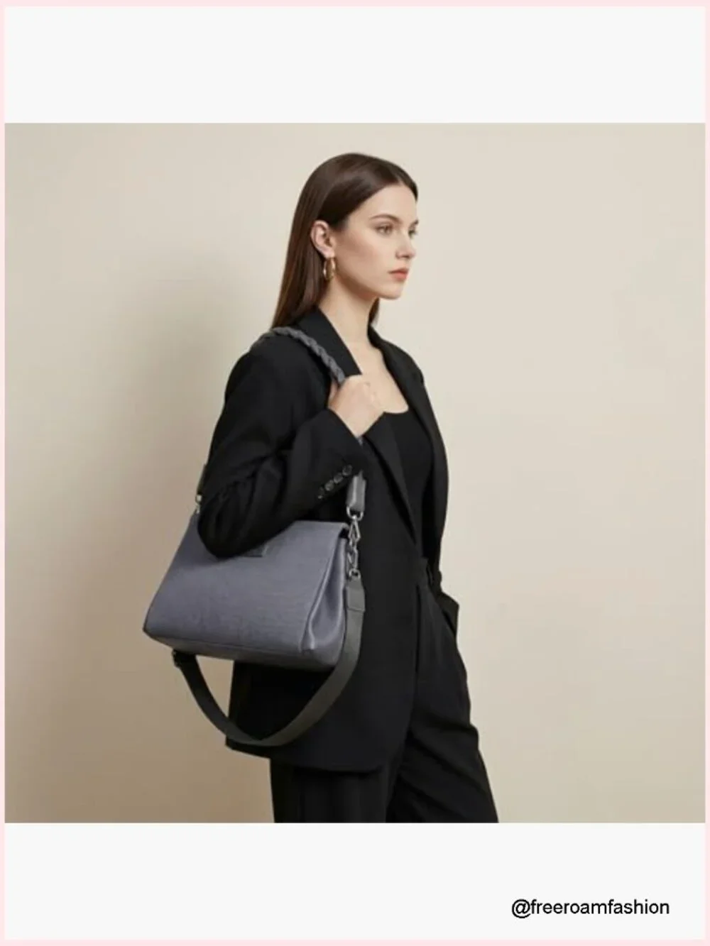 Braided Handle Faux Leather Satchel Crossbody Bag